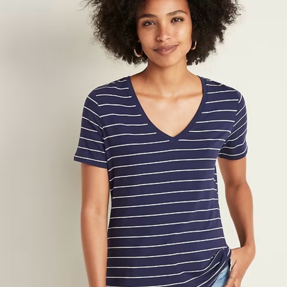 Old Navy blue/white striped basic tee size L - Picture 1 of 11